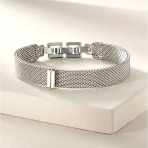 Stella & Dot Silver Mesh Keep Bracelet with 3 charms